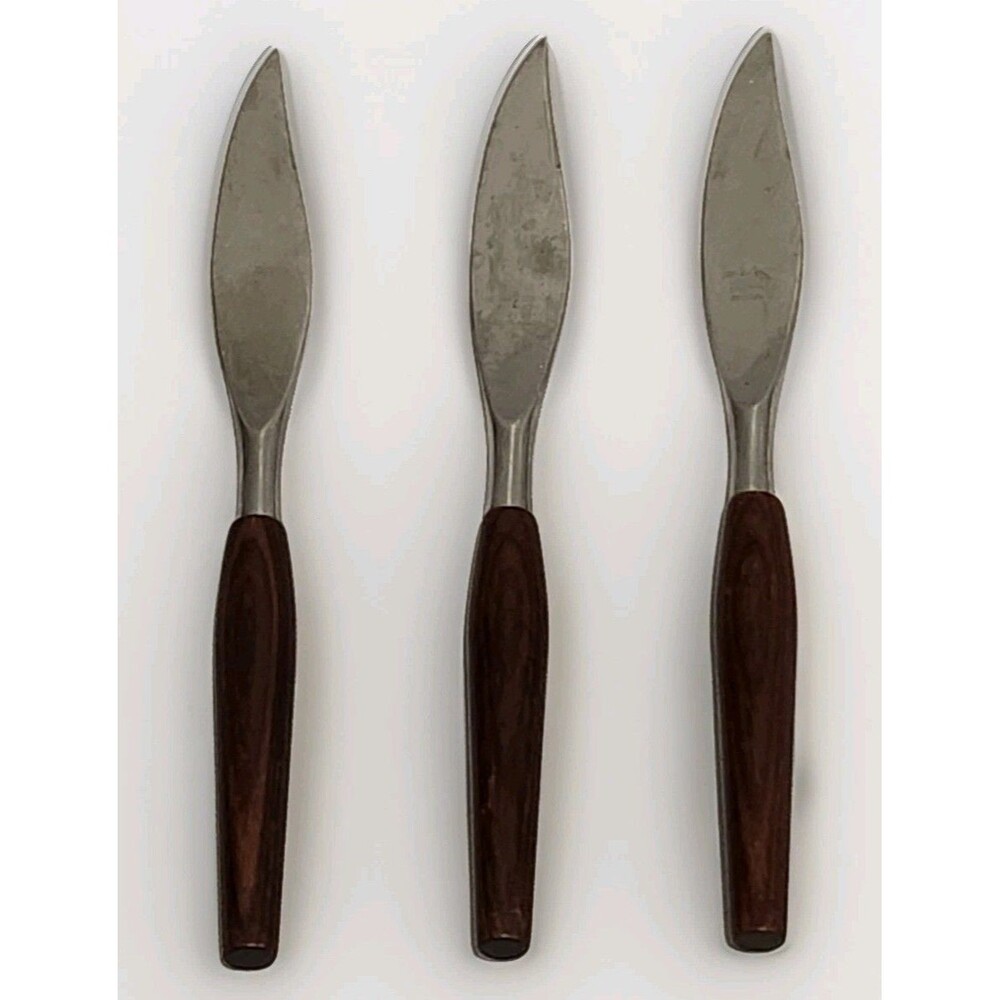 Vintage MCM Mode Danish Knives Teak Wood Handle Stainless Sheffield England